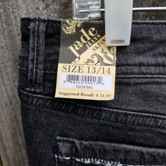 Distressed Black Jade Jeans Embroidered 13 /14 - Picture 8 of 12